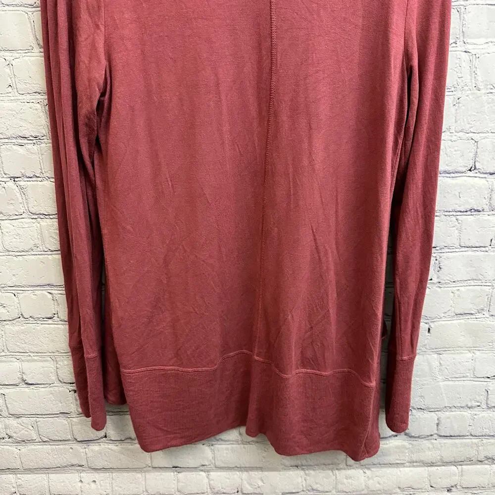 Athleta Pranayama Restore Wrap Open Cardigan Rose Pink Small Pockets Fall Cozy